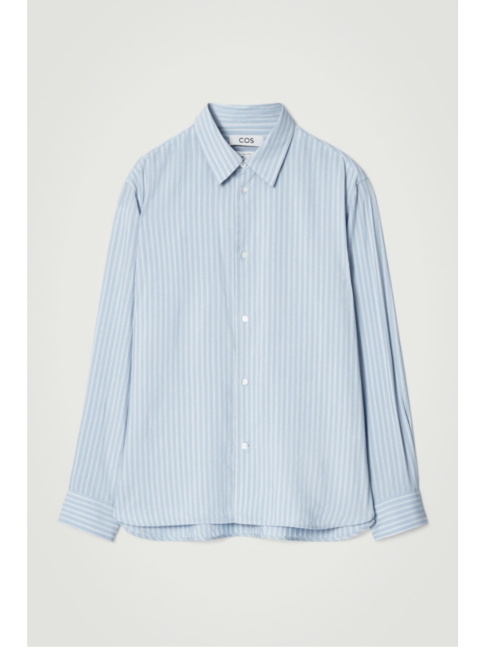 COS Blue Striped Button Down Blouse Shirt Medium Relaxed Oversized Office